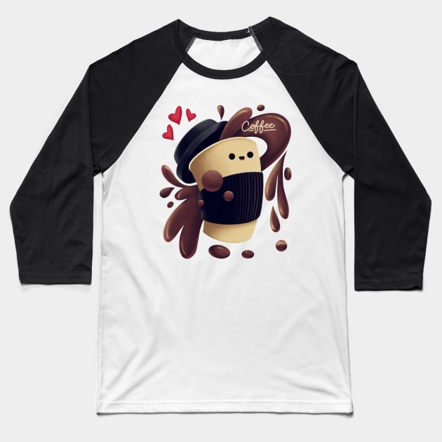 Funny Drink Coffee Lover Cute Heart Everywhere Gift Baseball T-Shirt by teeleoshirts